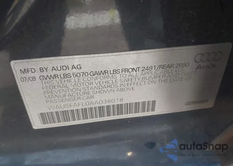 2010 Audi A4 2.0T Premium из США, поврежденный, VIN WAUSFAFL0AA036018